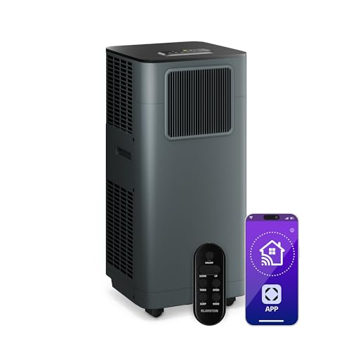 Klarstein Breeze Box Aire Acondicionado Portátil - 11,000 BTU, cubre hasta 51 m², control remoto y app, 3 en 1: enfría, deshumidifica y ventila, eficiente (A), silencioso, kit de ventana, Antracita