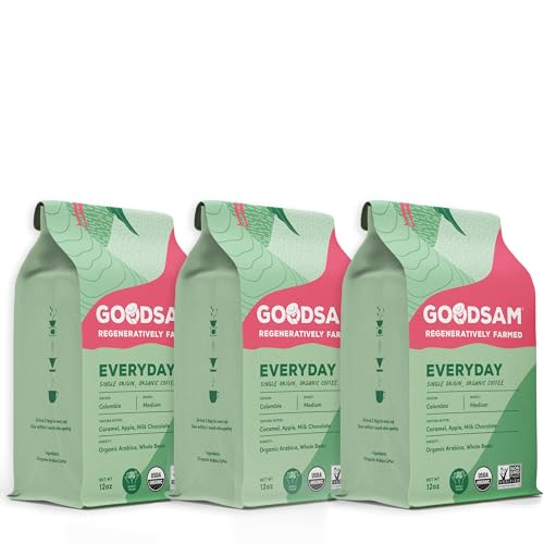 GoodSAM Organic Colombian Coffee 3-Pack, Medium Roast, 12 oz