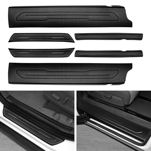 YOJOJOCO 6PCS Door Sill Protector for Kia Carnival 2026 2025 2024 2023 2022 Accessories Matte Black ABS Material Front and Rear Door Pedal Kick Protection (Black)
