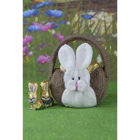 Knitting Pattern Little Treat Basket from Knitting by Post - Hop into Easter with Our Bunny Treat Holder Ready to be Knit in Brown and White Cover