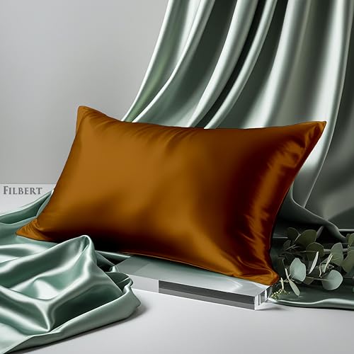 Image of Filbert Premium Satin Pillow Covers | Silky Satin Nights Where Comfort Meets Glamour | Best Gifting Collection - 18 inchx28 inch Inch - Copper