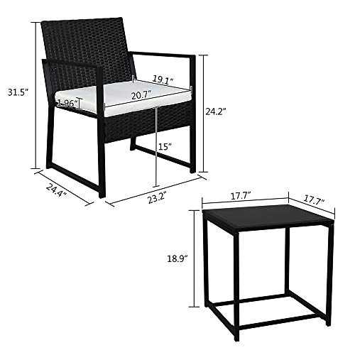 Moonhome 3 Pieces Patio Set Outdoor Wicker Patio Furniture Sets Modern Bistro Set Rattan Chair Conversation Sets With Coffee Table For Yard And Bistro #TOP6