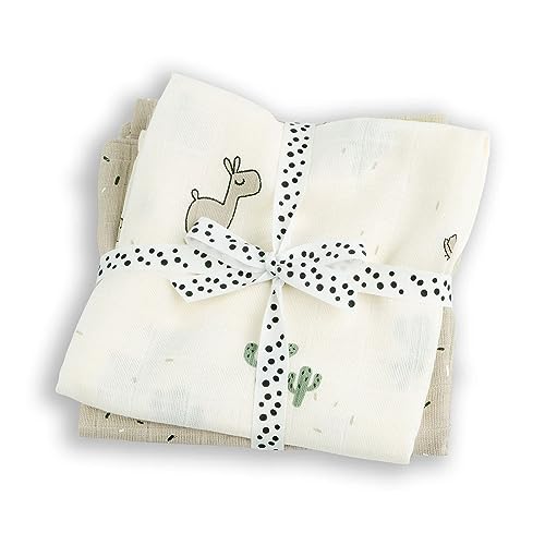 Done by Deer 3023289 Mulltücher/Swaddle 2er Set - Lama Lalee Sand (120x120 cm)