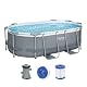 Bestway Power Steel Frame Pool Set oval mit Filterpumpe 305 x 200 x 84 cm