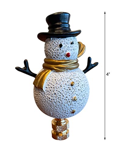 Image of 4 inchH Silver and Gold Christmas Snowman Lamp Finial