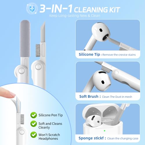 Image of Ekoonpft for AirPods 4 Case 2024, Secure Lock Design Cases for Apple AirPods Pro 4th Generation for Women Girly, Soft Cover with Cleaner,Silicone Wrist Strap,Cute Candy Keychain,Carabiner