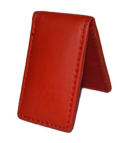 Leatherboss Genuine Leather Slim Magnetic Minimalist Bifold Money Clip Cash Holder Wallet, Red #TOP5