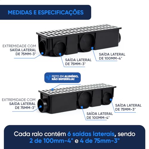 Ralo Linear Modular 15x50cm Grelha Alumínio Tela Anti Insetos