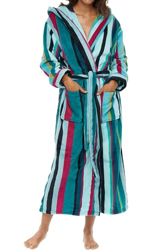Womens long plush hooded robe