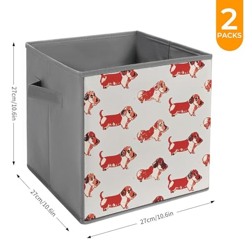 Bac de rangement teckel panier cube ouvert tissu 27cm maison - 3
