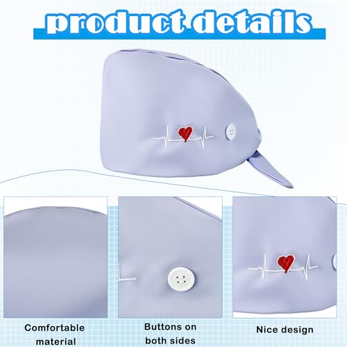 14 Pcs Bouffant Nursing Hats Scrub Caps Ajustables de Algodón miniatura 3