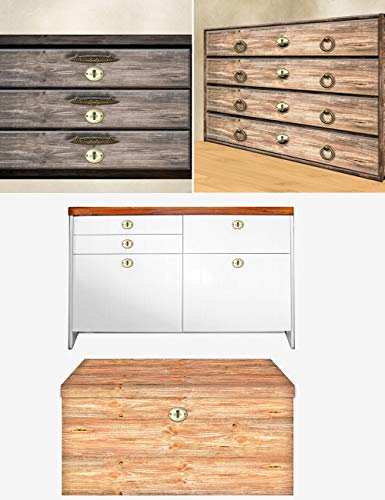 FUXXER 6x Antike Schlüssel-Schilder, Schloss-Rosetten, Vintage Messing Design, 37x29 mm, oval, gold