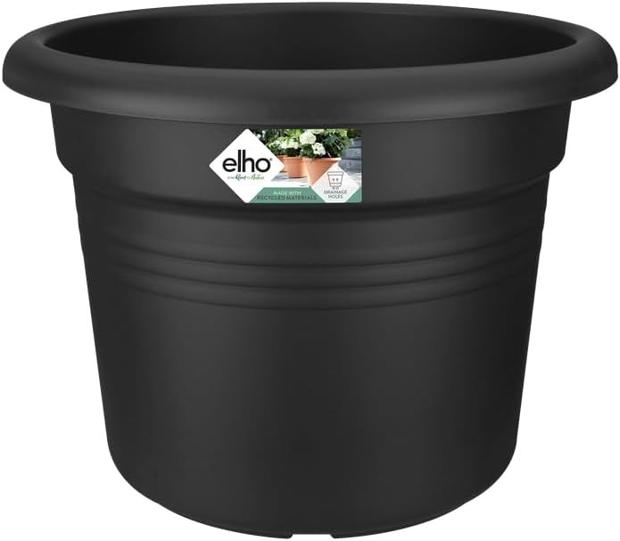Elho Green Basics Cilinder 45 - Flowerpot - Living Black - Outdoor - Ø 43.8 x H 33.3 cm
