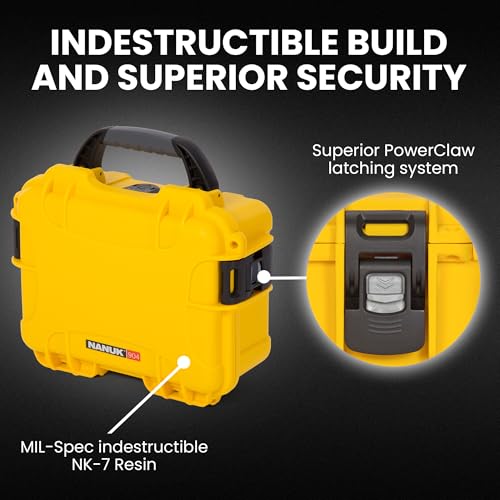 Image of NANUK 904 Empty Hard Case - IP67 Waterproof Protective Hard-Shell Case, Impact-Resistant & Dustproof Storage Case, Perfect for Travel, 10.2 inch x 7.9 inch x 4.5 inch, Made in Canada - Yellow