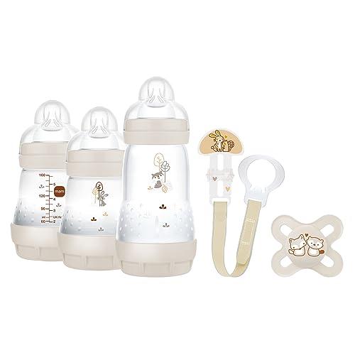 MAM Welcome To The World, Coffret cadeau avec 3 Biberon Easy Start Anticolique, Sucette Start Nano, Clip It & Cover, avec étui porte-tétine, neutre