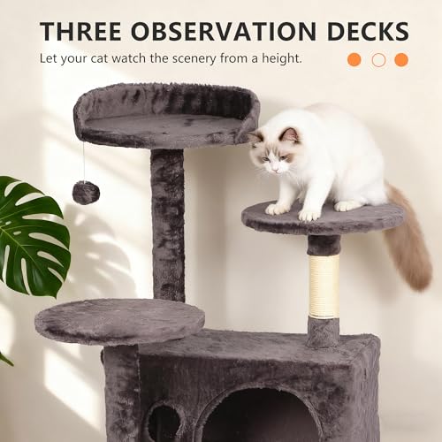 Image of BestPet | 54 inch Cat Tree Tower | Purple Gray | Sturdy Multi-Level Cat Tree