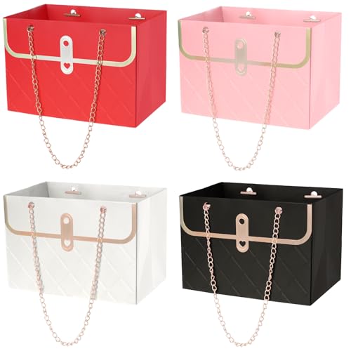 4 Pack Flower Paper Gift Bags Portable Bouquet Storage Bucket