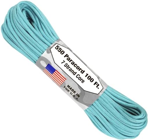 Atwood Commercial 550 Paracord 100' 7 Strand Made in USA Survival Cord Parachute Outdoor (Carolina Blue)