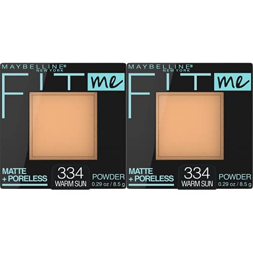 Maybelline New York Fit Me Matte + Poreless Powder Makeup, Warm Sun, 0.28 Ounce, Pack of 1, 334 WARM SUN (Pack of 2)
