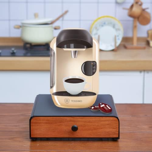 Tassimo Pods Holder,64 Capsule Metal Coffee Pod Holder,Bosch Tassimo Stand & Pod Storage Drawer, Anti-vibration Design Coffee Station Organizer- Black