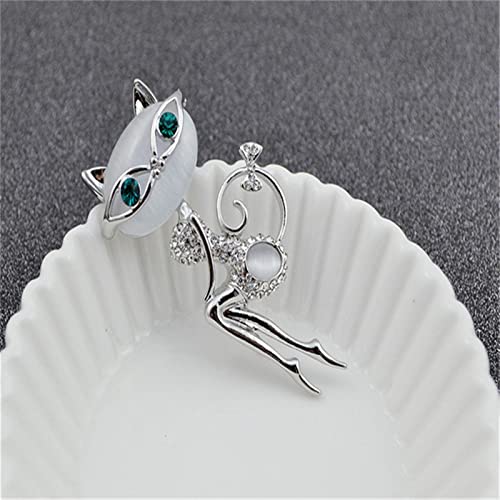 Broche de gatos blancos con ramillete de ópalos de imitación 3