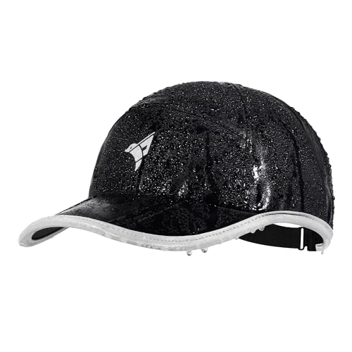 PivotWing Gorras De Hombre Mujer Impermeable, Upf50+ Anti UV Gorra Beisbol Plegable Reflectante Unisex Gorra Lluvia Trail Running Golf Correr Senderismo Pesca Deporte Proteccion Solar, Negro 58