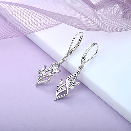 JO WISDOM Women Infinity Butterfly Earrings,925 Sterling Silver Dangle & Drop Earrings with 5A Cubic Zirconia4
