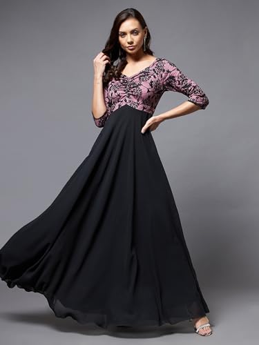 Image of Miss Chase Women's Round Neck Cap Sleeves Lace Knee -Long Skater Dress