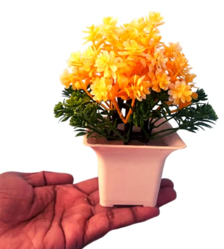 Image of Artificial Flowers for Decoration with Pot Combo of 1PCs Forest Bonsai Plant for Office Desk with Plastic Pot for Home Decoration Office Table Greenery Room Home Decor Plants (M2P)