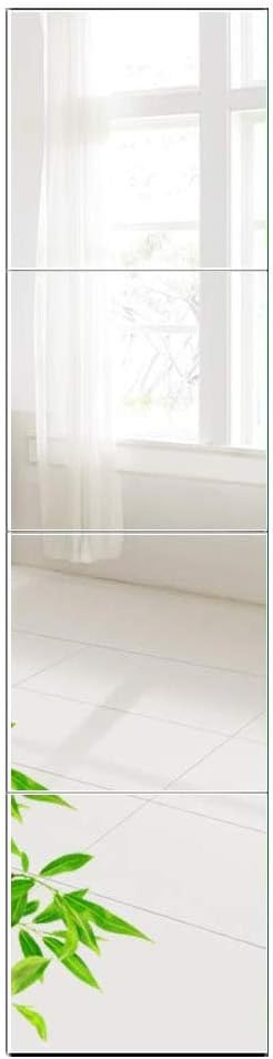 Tall Mirror Tiles - 12 Inch x 4Pcs Frameless Wall Mirror Set HD Vanity Make Up Mirror for Wall Decor