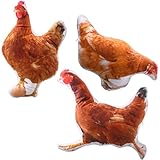 Threehoney 3 Pcs Hen Throw Pillow, 3D Simulation Chicken Animal Cushion Pet Shaped Pillow for Sofa Chair Home Decor Memorial Loss Sympathy Gifts