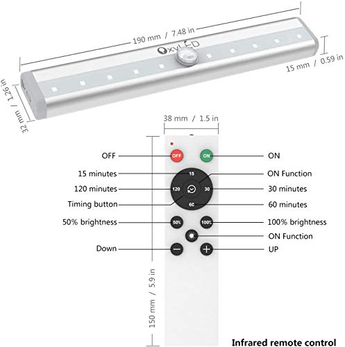 Remote Control Cabinet Lights, OxyLED Dimmable 10-LED Wireless Under Cabinet Lighting, Battery Operated Closet Light, LED Night Light Bar with Magnetic Strip for Closet, Cabinet, Wardrobe (3 Pack)