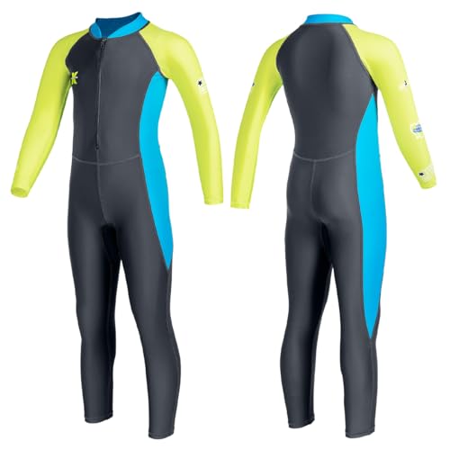 Image of Kids Full Body Swimsuit One piece Long Sleeve Wetsuit Skin Sun Protection Sunsuit Swimwear for Boys S Size