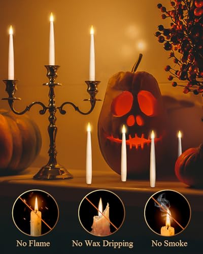 Tlpuhu XFLZ1002 Floating Candles With Wand 10Pcs - Halloween Decorations Magic Hanging Candles Flickering Warm Light Led Flameless Candles thumb #8