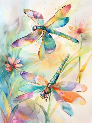 Broderie diamant complet libellule 60x80 cm | Kit loisir créatif fleurs 5D DIY
