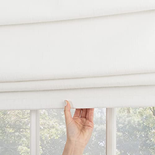 Sun Zero Seraphina Textured Total Blackout Cordless Roman Shade, 27" x 64", White by Sun Zero - Image 4