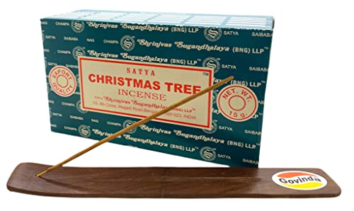 Govinda Incense Stick Holder Bundle With Satya Bangalore (Bng) Christmas Tree Incense Sticks - 12 Boxes X 15 Grams #TOP1