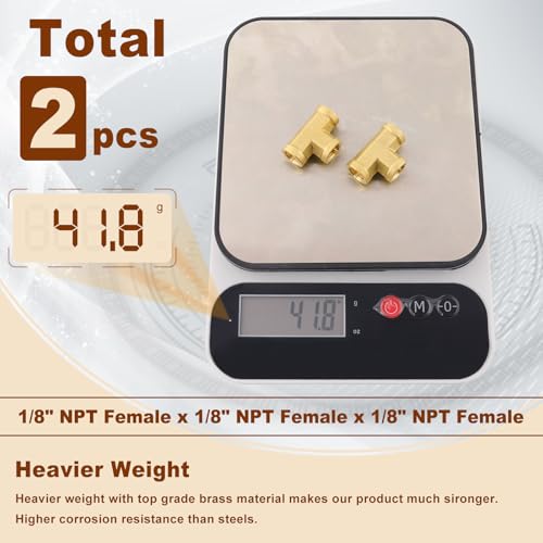Image of 2pcs 1 /8 inch NPT Female Pipe to 1 /8 inch NPT Female Pipe to 1 /8 inch NPT Female Metals Brass Barstock Street Tee Pipe Hose Fitting