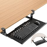 Strifuture Keyboard Tray Under Desk - Full Metal Slide Out Ergonomic Holder, Rust-Resistant & Scratch-Proof, Double C-Clamps, 26x13