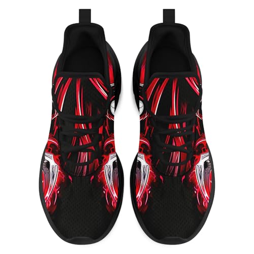 Men's Funky Graffiti Sneakers Splash Mesh Athletic Tennis Shoes with Skull Artwork Lightweight Casual Halloween Running Shoes2