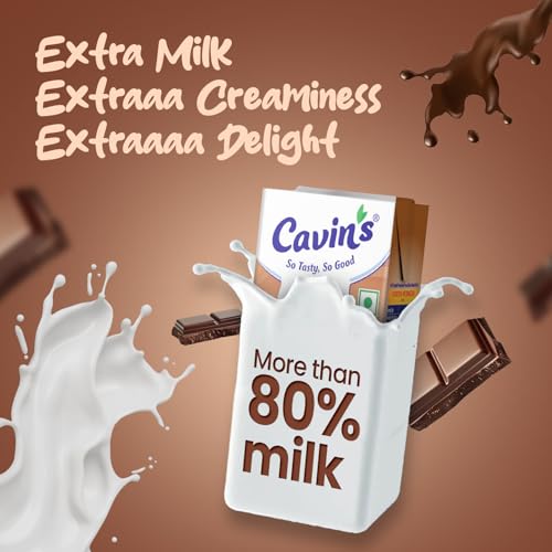 Image of Cavin's Chocolate Milkshake | Classic Chocolate Flavoured Ready to Drink Milk Beverage | Smooth & Creamy | No Added Preservatives | 180ml
