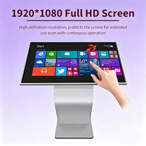 Image of Self Service Kiosk, 21.5 inch /32 inch Interactive Kiosk 1080P HD IPS Touch Screen Display, Weatherproof Floor Standing Digital Signage for Outdoor /Indoor Silver-21.5inch4G128G