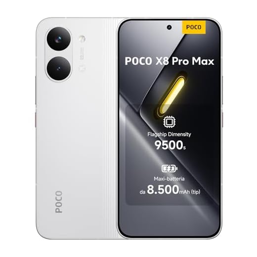 POCO X8 Pro Max, Smartphone 12+256GB, Dimensity 9500s, Batteria 8500mAh (typ), Display AMOLED ultra luminoso, Fotocamera da 50MP con OIS, Bianco, Garanzia 2 anni+1 anno extra, Caricatore non incluso