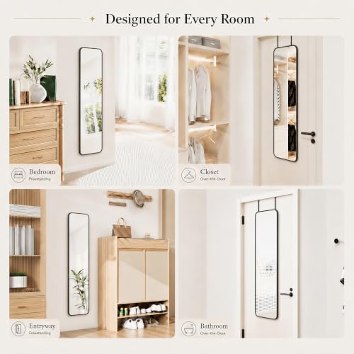 SCWF-GZ 47x14 Full Length Mirror Over the Door Hang or Wall Mounted Black - Image 3