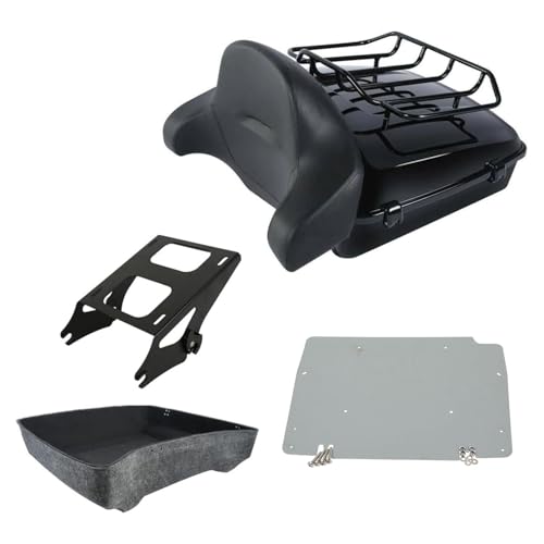 Gloss Black Chopped Tour Luggage Pack Trunk Backrest & Top