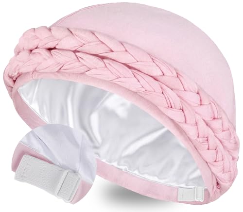 Image of Ababalaya Adjustable Satin Lined Turban for Women Mens Halo Turban Silky Lined Head Wraps for Waves Braids Locs Sleep Cap