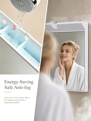 Image of Large Anti Fog Mirror for Shower(White)