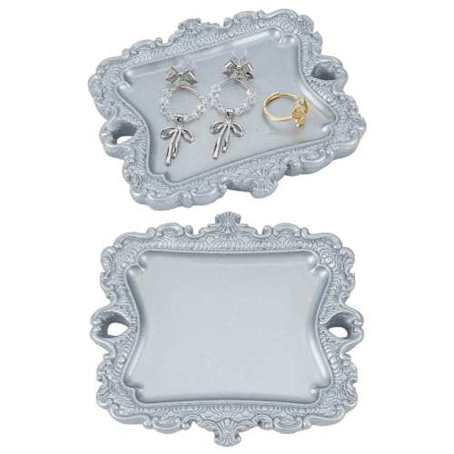 ORIGACH 2 piezas vintage pequeño anillo plata antiguo bandeja para joyas vintage regalos cumpleaños boda anillo titular