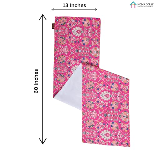 Image of HOMADORN Premium Digital Printed Table Runner - Double Layered Durable Fabric, Elegant Dining & Coffee Table Decoration, Fade-Resistant Prints, Easy Care (13X60 Inches ( 4 Seater), Pink Paradise)