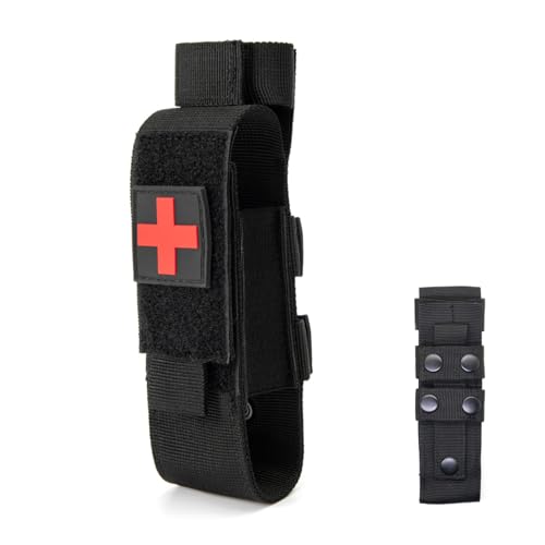 Soporte portátil para torniquete bolsa Molle negra de 7.5 pulgadas con parche